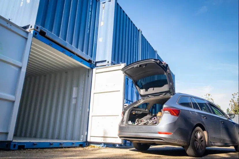 Customer loading items into a storage unit